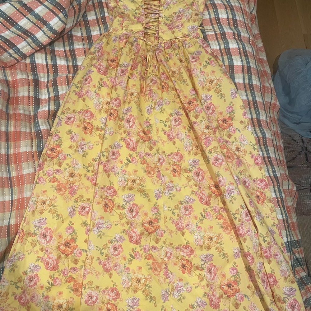 House of CB Floral Yellow Midi Dress - Picture 2 of 3